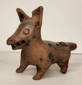 Vintage Terrakotta Ton Keramik Hundepfeife Volkskunst - repariert - Bild 1 von 15