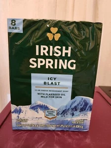 Irish Spring Icy Blast Bar Soap 12hr Protection 3.7 oz 8 Bars Brand New Sealed - Picture 1 of 10