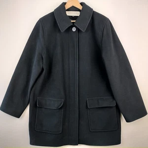 VTG Kristen Blake Wool Cashmere Pea Coat Womens L Black Lined Dress Jacket - Picture 1 of 16