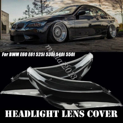 Par de cubiertas de lente de faros transparentes L+R para BMW E60 E61 5 Series 525i 530i Foto 1 de 4