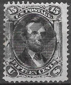 USA 15c Lincoln black Scott #98 nice clear stamp with clear "F" grill see scans - Picture 1 of 2
