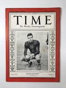 Time Magazine (November 23, 1931) Harvard Football Captain William Wood-original - Imagen 1 de 3