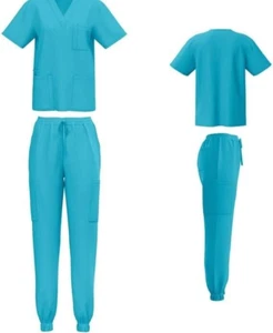 Scrub House - Turquoise Scrubs (SMALL Unisex Stretch Scrubs Set Top and Pants) - Picture 1 of 3