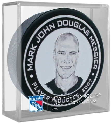 Mark Messier New York Rangers 2007 Hall of Fame Puck w/NHL Team Display Case Cover