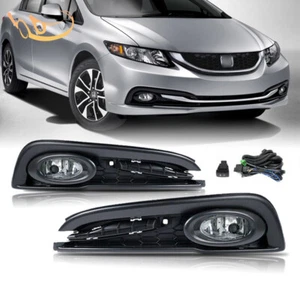 Fit 2013 2014 2015 Honda Civic Sedan Front Fog Lights Lamps W/Wiring + Switch - Picture 1 of 22
