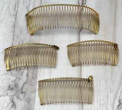 Lote De Colección 4 Piezas COLETTE MALOUF 3" y 5" Lujo Tono Dorado PEINES Accesorios Firmados Foto 1 de 3