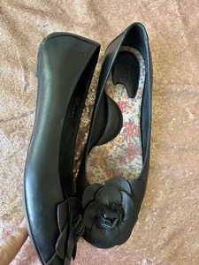 BORN Ballet Flats COMFORT BOW BLACK LEATHER WORK SHOES , 10, - Picture 1 of 10