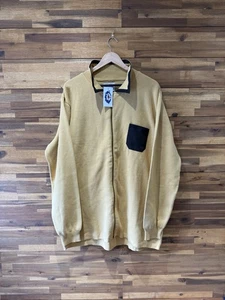 Madcap England Knitted Polo Cardigan Yellow Size 2XL Mod Retro Model Kevan New - Picture 1 of 13
