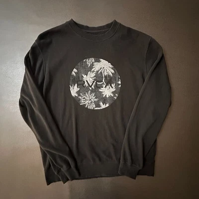 Moletom RVCA masculino grande preto gráfico skatista tropical gola redonda pulôver - Imagem 1 de 4