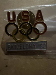 1992 USA Barcelona Olympic Rings Pin BRAND NEW NEVER USED OR OPENED Olympics - Picture 1 of 4