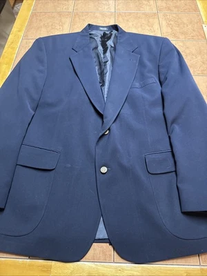 L.L Bean Traveler Blazer Sport Coat Jacket Wool Sz 46L Navy Blue Gold Buttons - Image 1 of 4