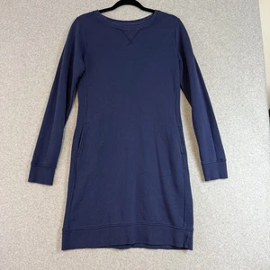 Pact Womens small blue Downtime Sweatshirt Dress 100% Organic Cotton - Picture 1 of 8