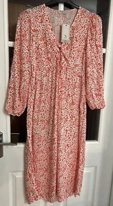 SALE TU Bnwt Size 8 Ditsy Floral Red/orange Maxi Keyhole Dress - Picture 1 of 5