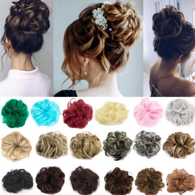 WOMEN Hair Bun Drawstring Claw Comb Ponytail Messy Chignon Ponytail Scrunchie HS - Image 1 of 4