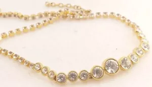 Collana Bracciale E Orecchini Monet Vintage Tono Oro Strass - Foto 1 di 3