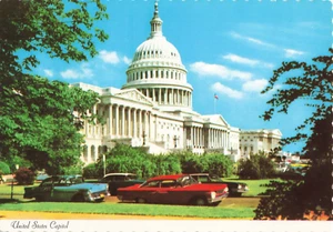 US Kapitol mit MCM Autos Haus Senat Rotunde Washington DC 1950er Vintage Postkarte - Bild 1 von 2