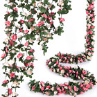 8 Pcs 66FT Flower Garland Artificial Rose Vine Flowers with Leaves Pink Flower