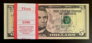 United States 5 DOLLARS P-552 2021 x 100 Pcs Lot BUNDLE US UNC Lincoln USA NOTE - Picture 1 of 5