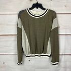 Hem & Thread Sweatshirt Womens M Green Colorblock Long Sleeve Scoop Neck Knit