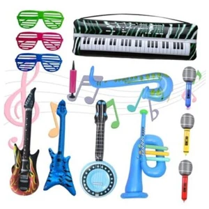 Inflatable Rock Star Toy Set, 12 Pack Inflatable Instruments, 80s 90s Party - Picture 1 of 8