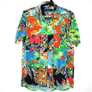 Polo Ralph Lauren Men Small Patchwork AOP Viscose Button Up Hawaiian Shirt F1183 - Picture 1 of 11
