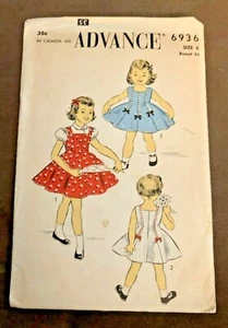 Vintage Advance 6936. Vintage 1950s Pattern. Girls Size 6 Princess Jumper. - Picture 1 of 3