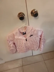 Nike Jacket Size LG 6X Girls Pink Hooded Windbreaker  - Picture 1 of 2