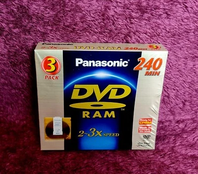 Panasonic DVD-RAM 9.4GB 240min 3x Double Sided Cartridge LM-AD240LE3 *bn sealed* - Image 1 of 4