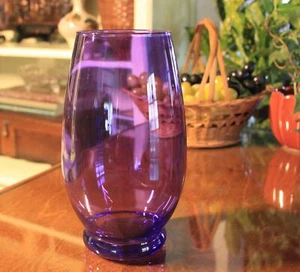 Amethyst Hued Clear Hand Blown Glass Cylinder Vase - Picture 1 of 5
