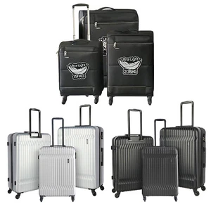 3Pc Hard & Soft Shell Suitcases Set 4 Spinner Wheeled Hold & Cabin Luggage S,M,L - Picture 1 of 36