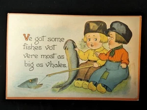 Postal de Barton Spooner niños holandeses pesca publicada 1913 cancelación sello CA  - Imagen 1 de 3