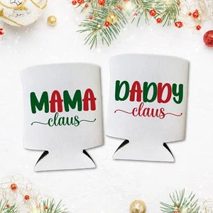 Christmas Beer Can Cooler, Mama Claus, Daddy Claus, Christmas Gift, Xmas Coolies - Picture 1 of 12