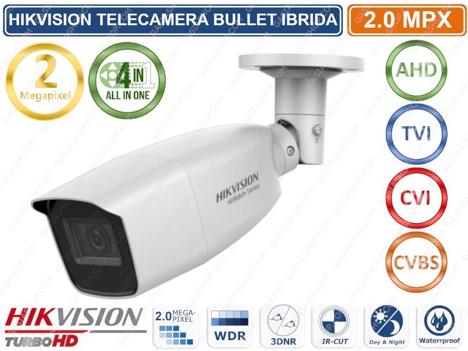 HIKVISION HWT-B320-VF TELECAMERA BULLET 4IN1 TVI/AHD/CVI/CVBS HD 1080P 2MPX IP66 - Immagine 1 di 1