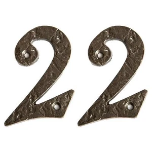 2x Rustic Iron Numeral - Number 2 Cast Iron Antique House Door Sign H85mm Raw - Picture 1 of 6