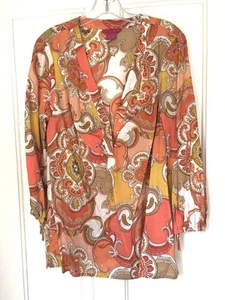 Sunny Leigh Tunika Top orange Blumen Paisley Print 100% Baumwolle Boho Bluse XL - Bild 1 von 18