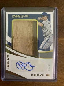 2021 Panini Immaculate Nick Solak Auto Jumbo Bats Relic Texas Rangers - Picture 1 of 2