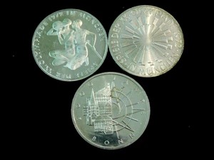 LOT of 3 BU GERMAN 10 MARKS SILVER COINS 1972-D 1972-J & 1989-D AU / UNC - Picture 1 of 2