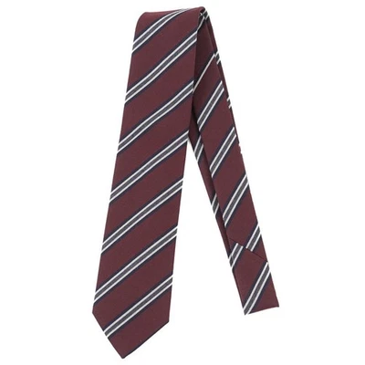 Corbata Luigi Borrelli Napoli Borgoña-Gris-Blanco Cinta Rayas Seda Nueva Foto 1 de 3