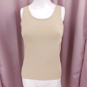 Jones New York Petite Women's Cotton Beige Tan Scoop Neck Tank Top PP - Picture 1 of 6