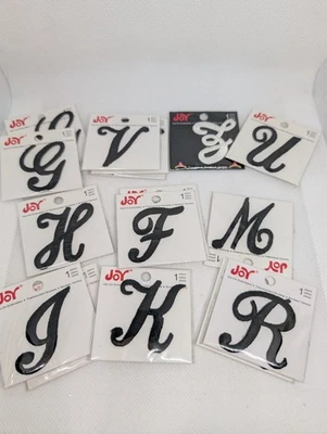 Lot of 17 Joy Iron-On Embroidery Letter Assortment Black & 1 White 1.5" Patches - Image 1 of 4