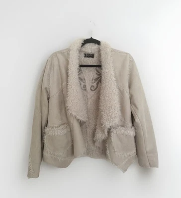 BIYA Johnny Was Jacket Womens S Embroidered Faux Fur Lagenlook Boho Chic Peasant - Изображение 1 из 4