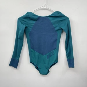 NIKE Teal Girl Dri-Fit Bodysuit Leotard Size M Long Sleeve - Picture 1 of 9