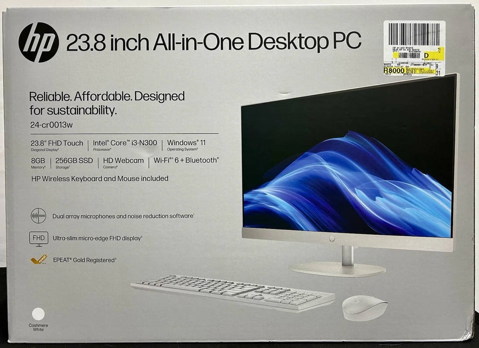 HP AIO 24-CR0013W 23.8" i3-N300 1.00GHz 8GB RAM 256GB SSD All-In-One