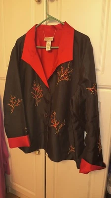 Draper’s & Damon’s Mujer Talla 2X Chaqueta Bordada Roja Negra Reversible (D9 Foto 1 de 3