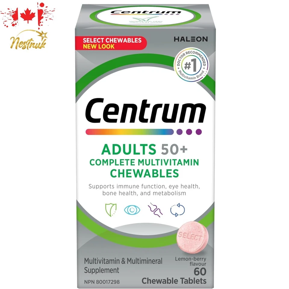 Centrum Select Masticables 50+ Multivitamínico | 60 Comprimidos | Canadá | Stock Fresco Foto 1 de 4