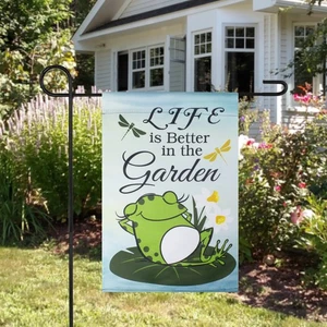 Northlight Life is Better in the Garden grüner Frosch Outdoor Flagge 12,5" x 18" - Bild 1 von 8