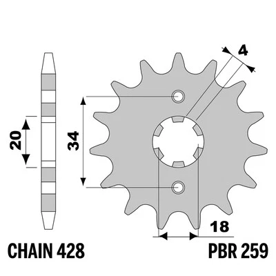 AJP PR4 SUPERMOTO 125 2009-2015 pignon avant PBR pas 428 15 Dents - Photo 1/4