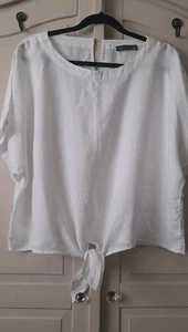 Marks&Spencer White Linen Top With Tie Fastening Size 22 - Picture 1 of 11
