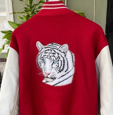 Vintage 90s Siegfried & Roy Mirage Las Vegas Tiger Red Varsity Jacket Mantacore - Image 1 of 4