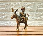 Statue vintage Nasreddin Hodja - âne chevauchant à l'envers - Figurine en laiton - Turquie